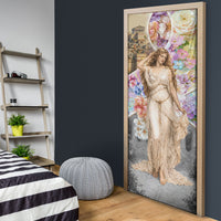 Helen Of Troy Door Cover Ancient Greek Mythology Floral Goddess Portrait