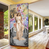 Helen Of Troy Door Cover Ancient Greek Mythology Floral Goddess Portrait
