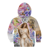 Helen Of Troy Kid Hoodie Ancient Greek Mythology Floral Goddess Portrait