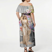 Helen Of Troy Off Shoulder Maxi Dress Ancient Greek Mythology Floral Goddess Portrait