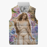 Helen Of Troy Sleeveless Puffer Jacket Ancient Greek Mythology Floral Goddess Portrait
