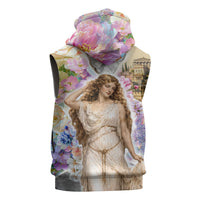 Helen Of Troy Sleeveless Zip Hoodie Ancient Greek Mythology Floral Goddess Portrait