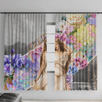 Helen Of Troy Window Curtain Ancient Greek Mythology Floral Goddess Portrait