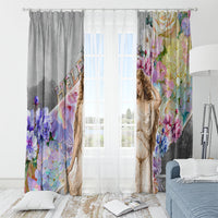 Helen Of Troy Window Curtain Ancient Greek Mythology Floral Goddess Portrait
