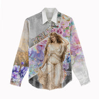 Helen Of Troy Women Casual Shirt Ancient Greek Mythology Floral Goddess Portrait