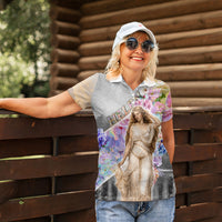 Helen Of Troy Women Polo Shirt Ancient Greek Mythology Floral Goddess Portrait