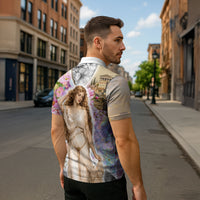 Helen Of Troy Zipper Polo Shirt Ancient Greek Mythology Floral Goddess Portrait