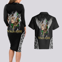 Viking Warrior Couples Matching Long Sleeve Bodycon Dress and Hawaiian Shirt Valkyrie - Warrior Of Asgard - Wonder Print Shop