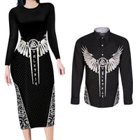 Viking Warrior Couples Matching Long Sleeve Bodycon Dress and Long Sleeve Button Shirts Valkyrie - Warrior Of Asgard - Wonder Print Shop