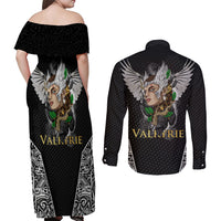 Viking Warrior Couples Matching Off Shoulder Maxi Dress and Long Sleeve Button Shirts Valkyrie - Warrior Of Asgard - Wonder Print Shop