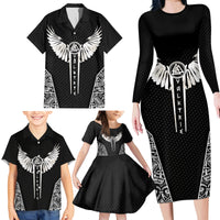 Viking Warrior Family Matching Long Sleeve Bodycon Dress and Hawaiian Shirt Valkyrie - Warrior Of Asgard - Wonder Print Shop