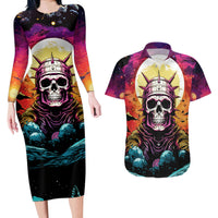 Skull Space Couples Matching Long Sleeve Bodycon Dress and Hawaiian Shirt I'll Put You In The Trunk - Wonder Print Shop