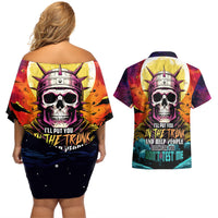 Skull Space Couples Matching Off Shoulder Short Dress and Hawaiian Shirt I'll Put You In The Trunk - Wonder Print Shop