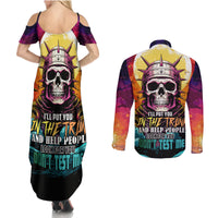 Skull Space Couples Matching Summer Maxi Dress and Long Sleeve Button Shirts I'll Put You In The Trunk - Wonder Print Shop