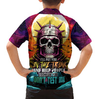 Skull Space Family Matching Off Shoulder Long Sleeve Dress and Hawaiian Shirt I'll Put You In The Trunk - Wonder Print Shop