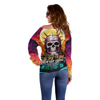 Skull Space Off Shoulder Sweater I'll Put You In The Trunk - Wonder Print Shop