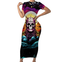 Skull Space Short Sleeve Bodycon Dress I'll Put You In The Trunk - Wonder Print Shop