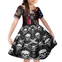 Skull Family Matching Tank Maxi Dress and Hawaiian Shirt American Demon - Wonder Print Shop