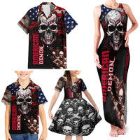 Skull Family Matching Tank Maxi Dress and Hawaiian Shirt American Demon - Wonder Print Shop