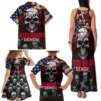 Skull Family Matching Tank Maxi Dress and Hawaiian Shirt American Demon - Wonder Print Shop