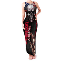 Skull Family Matching Tank Maxi Dress and Hawaiian Shirt American Demon - Wonder Print Shop