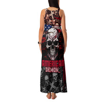 Skull Family Matching Tank Maxi Dress and Hawaiian Shirt American Demon - Wonder Print Shop