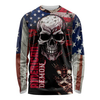 Skull Long Sleeve Shirt American Demon - Wonder Print Shop