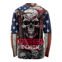 Skull Long Sleeve Shirt American Demon - Wonder Print Shop