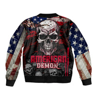 Skull Sleeve Zip Bomber Jacket American Demon - Wonder Print Shop