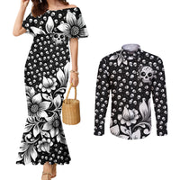 skull-couples-matching-mermaid-dress-and-long-sleeve-button-shirts-cute-skull-fun-and-floral