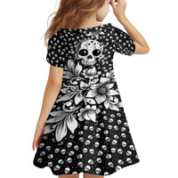 Skull Family Matching Off Shoulder Long Sleeve Dress and Hawaiian Shirt Cute Skull Fun and Floral - Wonder Print Shop