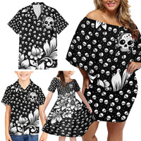 Skull Family Matching Off Shoulder Short Dress and Hawaiian Shirt Cute Skull Fun and Floral - Wonder Print Shop