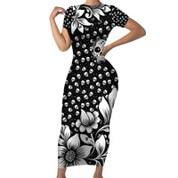 Skull Short Sleeve Bodycon Dress Cute Skull Fun and Floral - Wonder Print Shop
