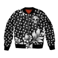 Skull Sleeve Zip Bomber Jacket Cute Skull Fun and Floral - Wonder Print Shop
