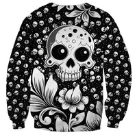 Skull Sweatshirt Cute Skull Fun and Floral - Wonder Print Shop