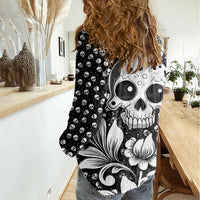 Skull Women Casual Shirt Cute Skull Fun and Floral - Wonder Print Shop