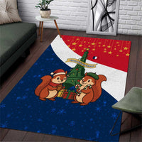 France Christmas Area Rug with Eiffel Tower Chipmunks Candy Canes and Starry Night Design - Wonder Print Shop