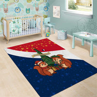 France Christmas Area Rug with Eiffel Tower Chipmunks Candy Canes and Starry Night Design - Wonder Print Shop