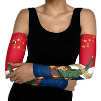 France Christmas Arm Sleeves with Eiffel Tower Chipmunks Candy Canes and Starry Night Design - Wonder Print Shop
