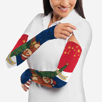 France Christmas Arm Sleeves with Eiffel Tower Chipmunks Candy Canes and Starry Night Design - Wonder Print Shop