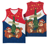 France Christmas Basketball Jersey with Eiffel Tower Chipmunks Candy Canes and Starry Night Design - Wonder Print Shop