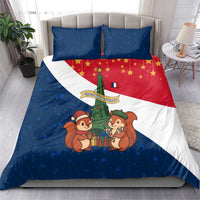France Christmas Bedding Set with Eiffel Tower Chipmunks Candy Canes and Starry Night Design - Wonder Print Shop
