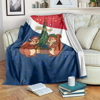 France Christmas Blanket with Eiffel Tower Chipmunks Candy Canes and Starry Night Design - Wonder Print Shop