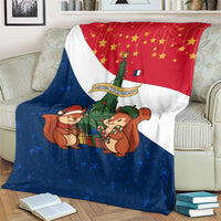 France Christmas Blanket with Eiffel Tower Chipmunks Candy Canes and Starry Night Design - Wonder Print Shop