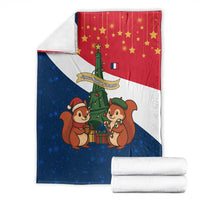 France Christmas Blanket with Eiffel Tower Chipmunks Candy Canes and Starry Night Design - Wonder Print Shop