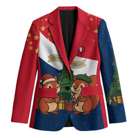 France Christmas Blazer with Eiffel Tower Chipmunks Candy Canes and Starry Night Design - Wonder Print Shop