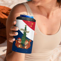 France Christmas 4 in 1 Can Cooler Tumbler with Eiffel Tower Chipmunks Candy Canes and Starry Night Design - Wonder Print Shop