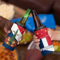 France Christmas 4 in 1 Can Cooler Tumbler with Eiffel Tower Chipmunks Candy Canes and Starry Night Design - Wonder Print Shop