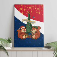 France Christmas Canvas Wall Art with Eiffel Tower Chipmunks Candy Canes and Starry Night Design - Wonder Print Shop