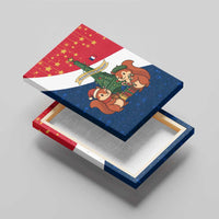 France Christmas Canvas Wall Art with Eiffel Tower Chipmunks Candy Canes and Starry Night Design - Wonder Print Shop